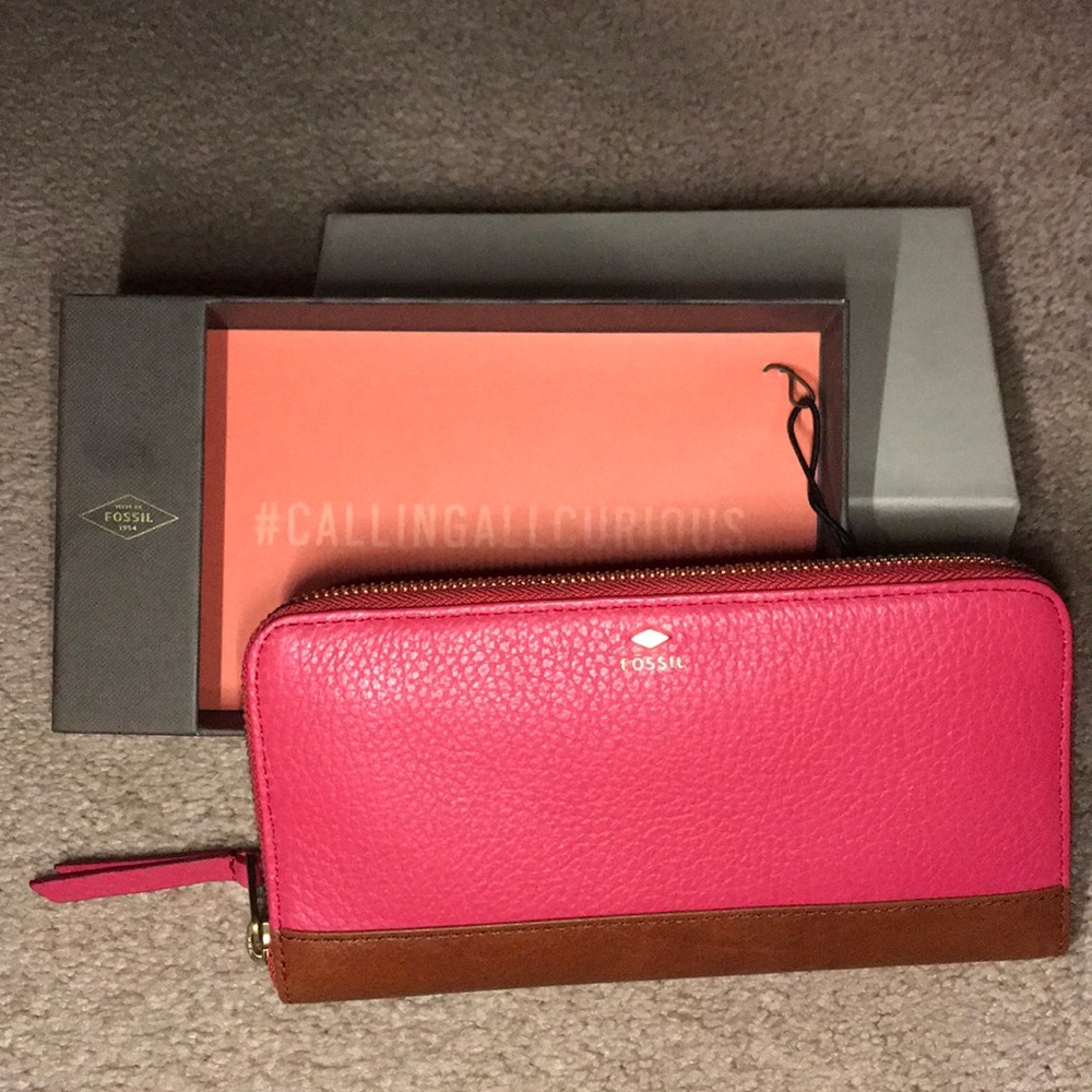 💕 Fossil Pink card check holder wallet wristlet